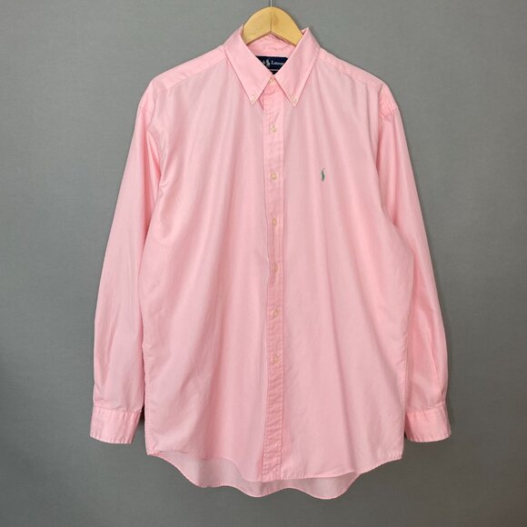 Vintage Ralph Lauren Blake Dress Shirt Button-Up Pink‎ Men Size Large Cotton - Picture 1 of 14